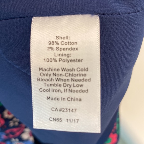 Talbots Sz 6 Navy Blue/Multi-colored Floral A-line Skirt - Bonus Tee Included!!! - Picture 6 of 9